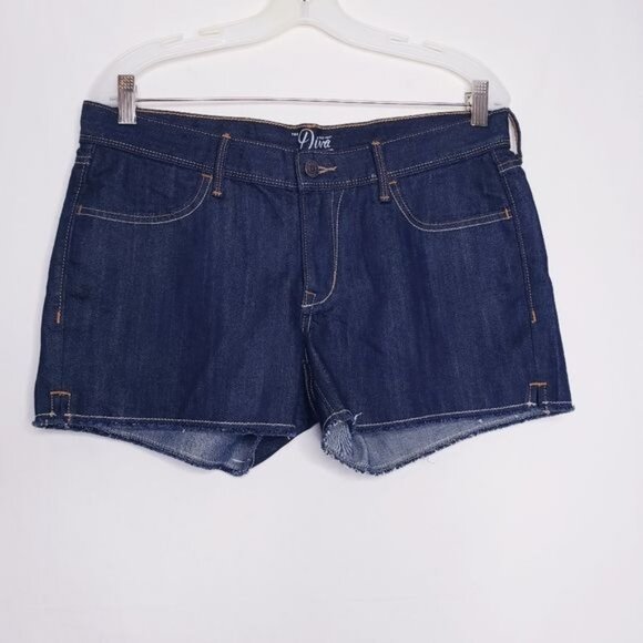 Old Navy Diva Dark Wash Cutoff Frayed Hem Denim Jean Shorts Women's Size 8 - Picture 10 of 10